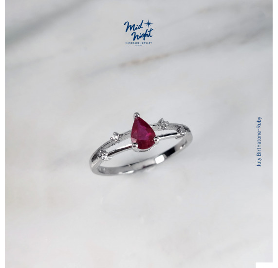 July Birthstone-Ruby Droplet Ring